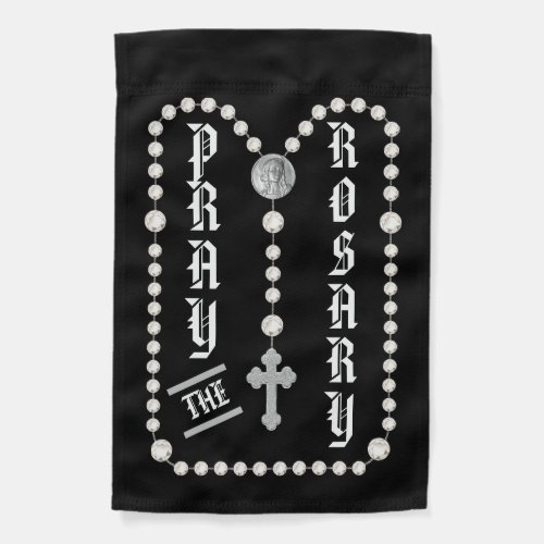 1_sided Pray the Rosary Trad Luminous 1 Garden Flag