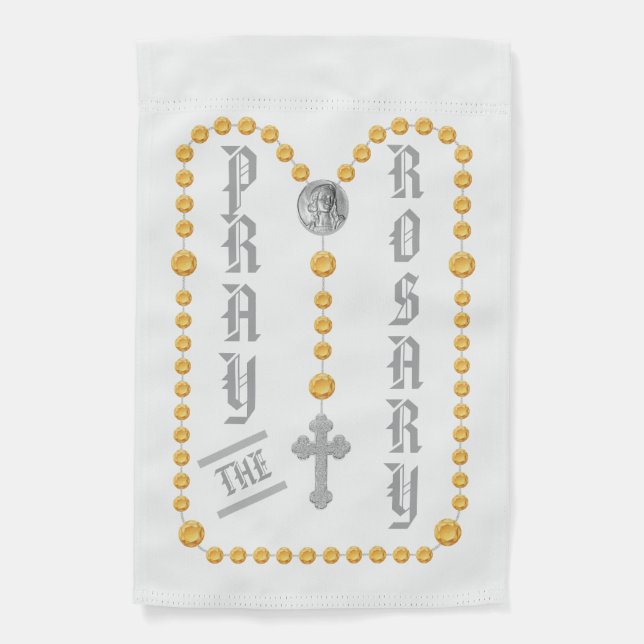 1-sided Pray the Rosary (Traditional Glorious) Garden Flag (Front)