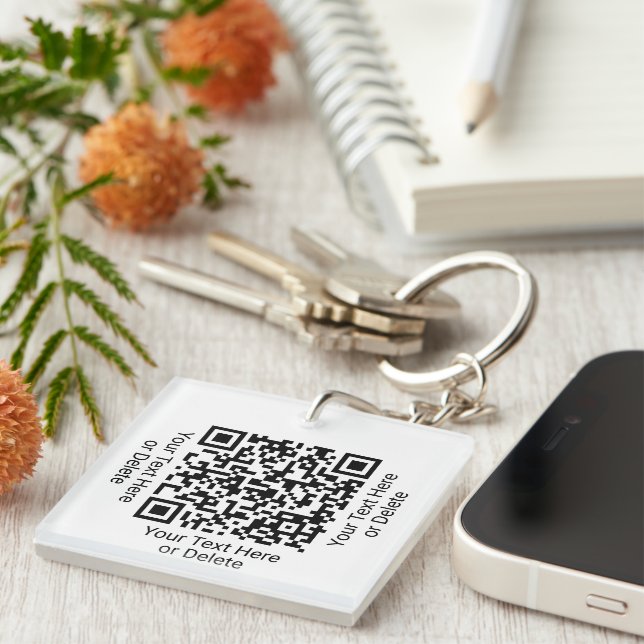 1 Sided QR Code Generator Modern Minimalist Swag Keychain (Front Right)