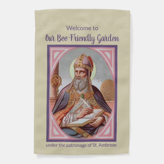 1-sided St. Ambrose with Beehive on a Windowsill Garden Flag (Front)