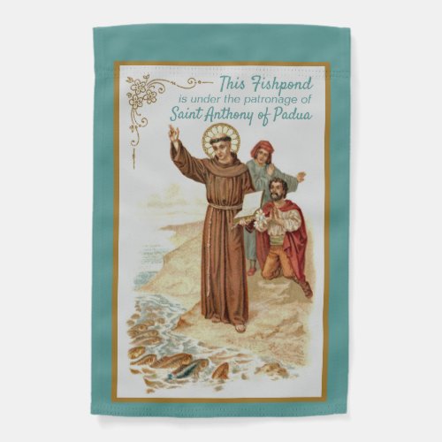 1_sided St Anthony Preaching to Fishes and Men Garden Flag