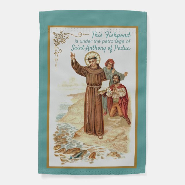 1-sided St. Anthony Preaching to Fishes and Men Garden Flag (Front)