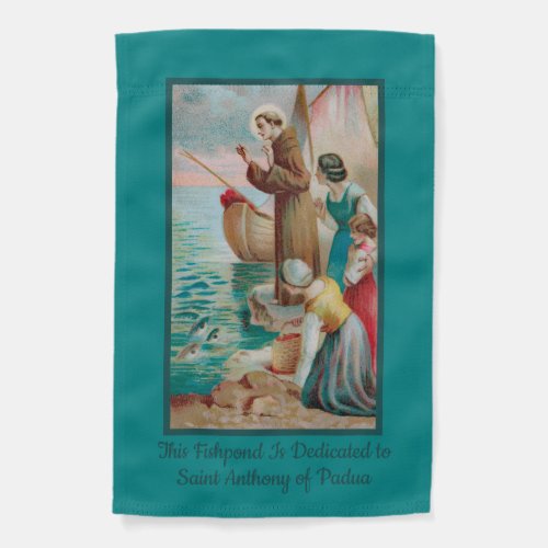1_sided St Anthony Preaching to Fishes  Women Garden Flag