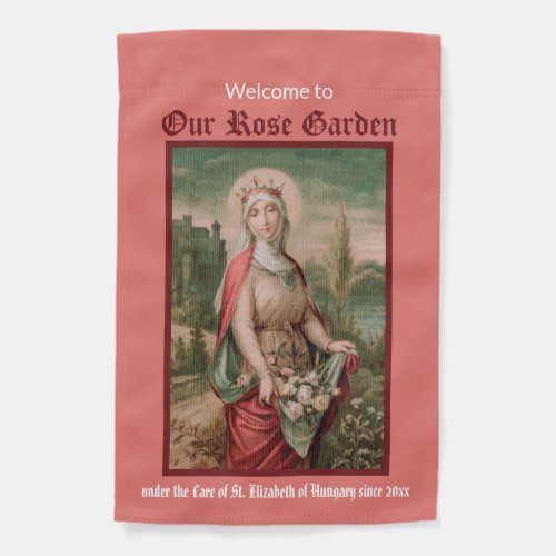 1_sided St Elizabeth of Hungary with Roses Garden Flag