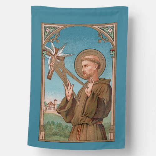 1_sided St Francis of Assisi Pater Seraphicus House Flag