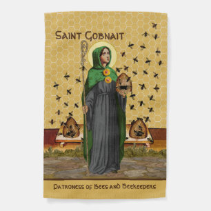 1-sided St. Gobnait and Her Bees (SAE 003) Garden Flag