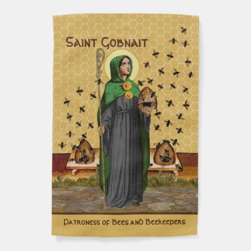 1_sided St Gobnait and Her Bees SAE 003 Garden Flag