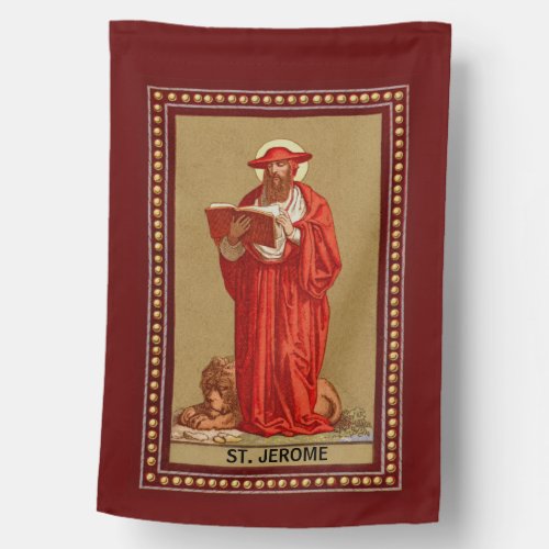 1_sided St Jerome as Cardinal with Lion P 004 House Flag