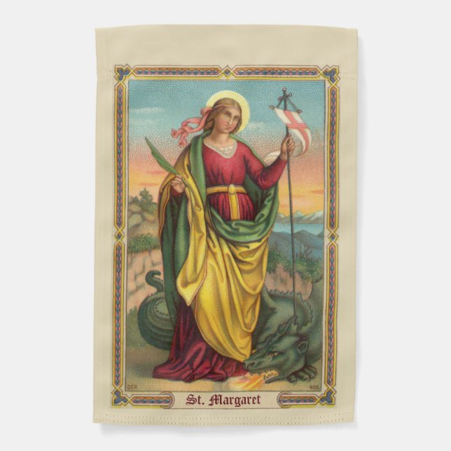 1-sided St. Margaret with Dragon and Banner Garden Flag (Front)