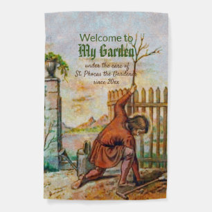 1-sided St. Phocas the Gardener Planting a Tree Garden Flag
