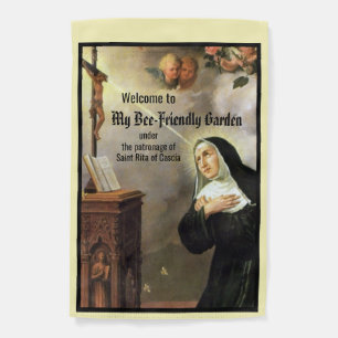 1-sided St. Rita with Bees and Partial Stigmata Garden Flag