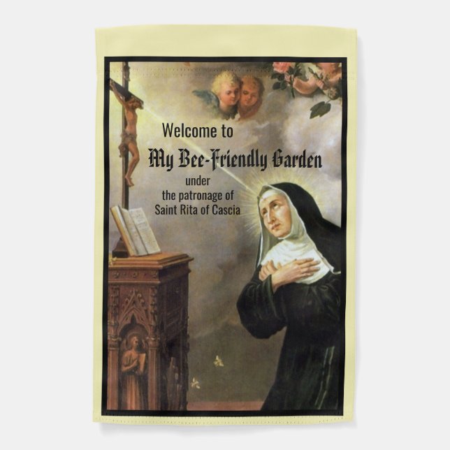 1-sided St. Rita with Bees and Partial Stigmata Garden Flag (Front)