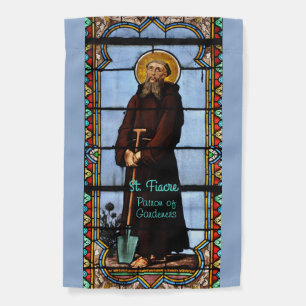 1-sided Stained Glass Window of St. Fiacre (M 059) Garden Flag