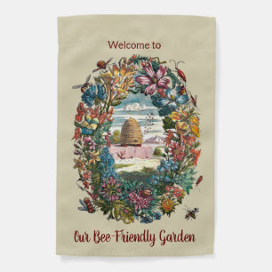 1-sided Wreathed Beehive Vignette Garden Flag