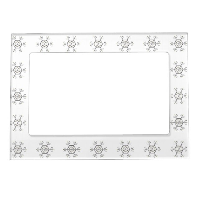 1-Silver and Gold Snowflake 3-D Look Magnetic Frame (Front)
