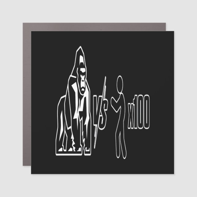 1 Silverback Gorilla vs 100 Humans_3 Car Magnet (Front)