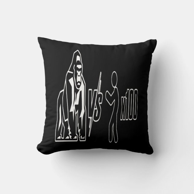 1 Silverback Gorilla vs 100 Humans_3 Throw Pillow (Front)