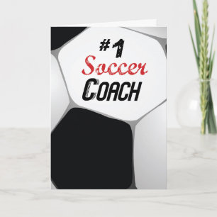 #1 Soccer Coach Large Ball Letterpress Thank You Card