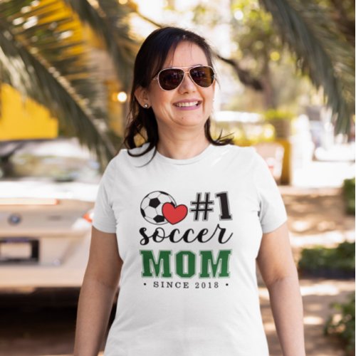 1 Soccer Mom Green Font Red Heart T_Shirt