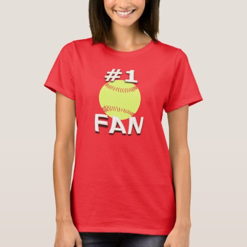 1 Softball Fan Green Ball T_Shirt