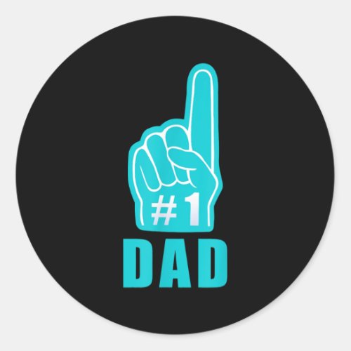 1 Sports Dad Funny Fathers Day Foam Finger Classic Round Sticker