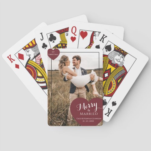 1 st Couple Christmas Merry Married Modern Elegant Poker Cards