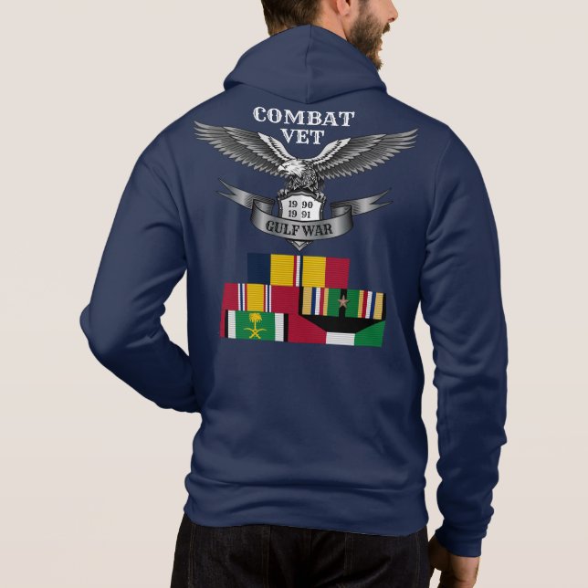 1 STAR COMBAT VET GULF WAR HOODIE (Back)