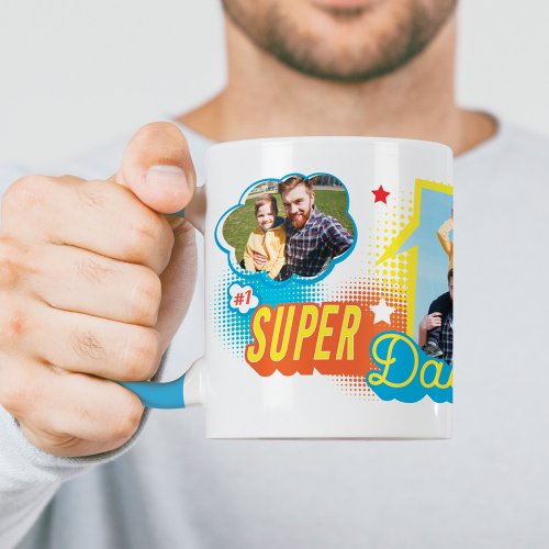 1 Super Dad Comic Book Bubbles Custom Four Photos Mug