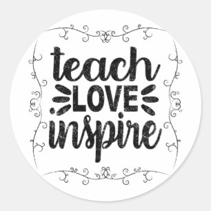 1- Teach Love Inspire Shirt, Retro Vintage Teacher Classic Round Sticker