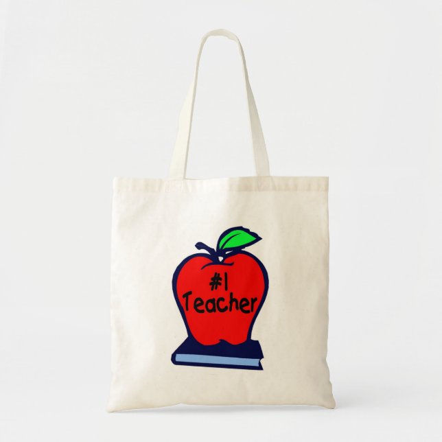 #1 Teacher (Apple/Book) Tote Bag (Front)
