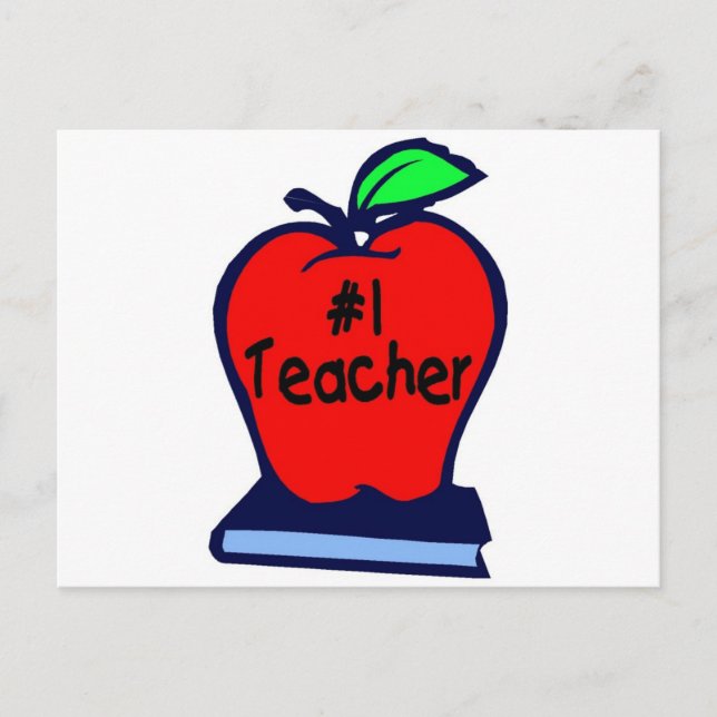 #1 Teacher (Apple/Books) Postcard (Front)