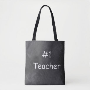 #1 Teacher Chalkboard Design Gift Idea Tote Bag
