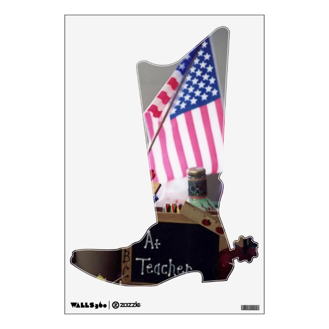 #1 Teacher Cowboy Boot Wall Decal (Front)