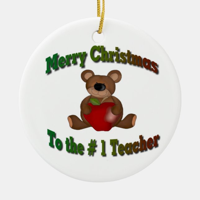 # 1 Teacher Merry Christmas Ceramic Ornament (Front)