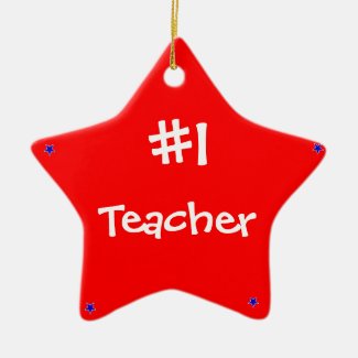 #1 Teacher Red Christmas Ornament & Quote