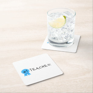 #1 Teacher Square Paper Coaster