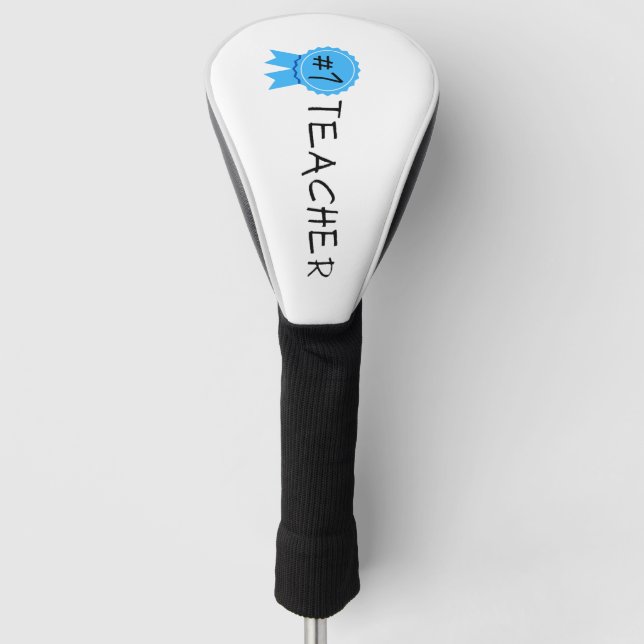 #1 Teacher White Golf Head Cover (Front)