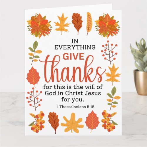 1 Thessalonians 518 Give Thanks Fall Border Bible Card