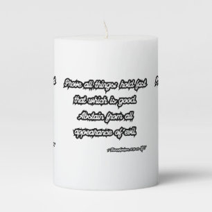 1 Thessalonians 5:21-22 KJV Bible Pillar Candle
