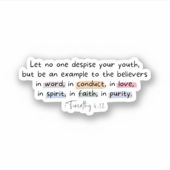 1 Timothy 4:12  Sticker (Front)