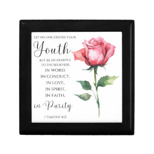1 Timothy 4:12 - Youth Bible Verse Flower Gift Box