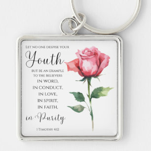 1 Timothy 4:12 - Youth Bible Verse Flower Keychain