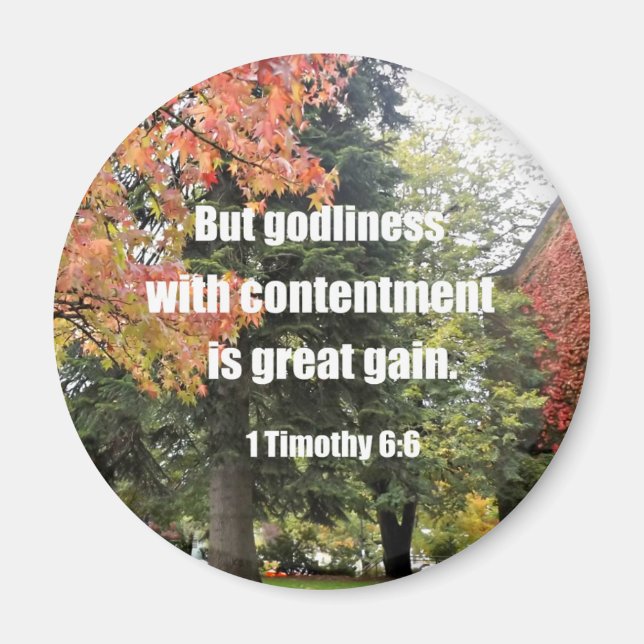 1 Timothy 6:6 But Godliness with contentment is Magnet (Front)