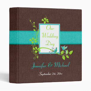 1" Turquoise Green Brown Crackle Wedding Binder