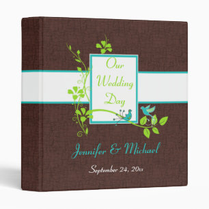 1" Turquoise Green Brown Crackle Wedding Binder 2