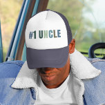 #1 Uncle | Fun Uncle Gift Idea  Trucker Hat<br><div class="desc">Celebrate the world's coolest uncle with this bold and stylish “#1 UNCLE” trucker hat! Designed in retro-inspired block text with a soft vintage color palette, this cap makes a fun and thoughtful gift for birthdays, Father’s Day, or just because. A perfect accessory for the fun uncle everyone loves! 🎁 Why...</div>