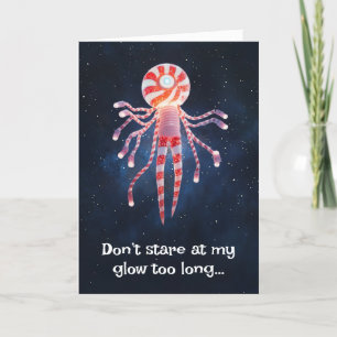 *~* 1 Whimsical Glow Funny Magical Christmas AP97 Letterpress Thank You Card