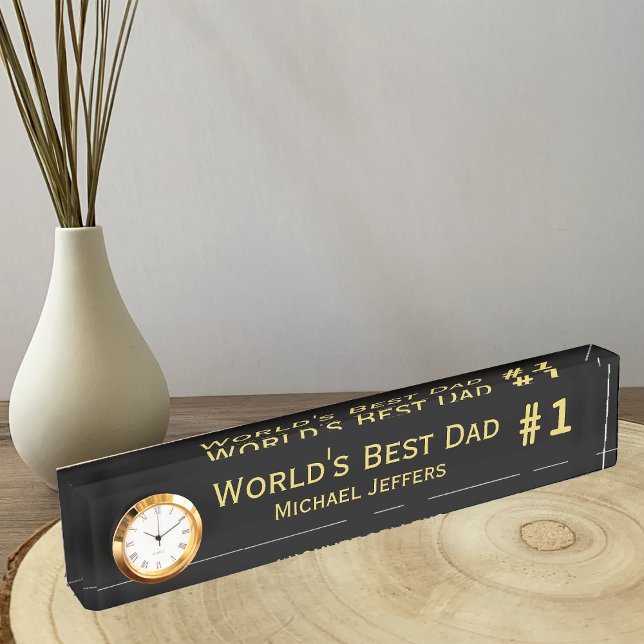 #1 Worlds Best Dad Desk Name Plate with Clock (Creator Uploaded)