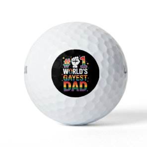 #1 World's Gayest Dad Funny Father's Day LGBT  Golf Balls