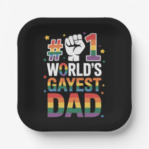 #1 World's Gayest Dad Funny Father's Day LGBT Paper Plates